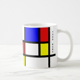 Taza De Café Piet Mondrian Art Style Moderno Bright Añadir nomb