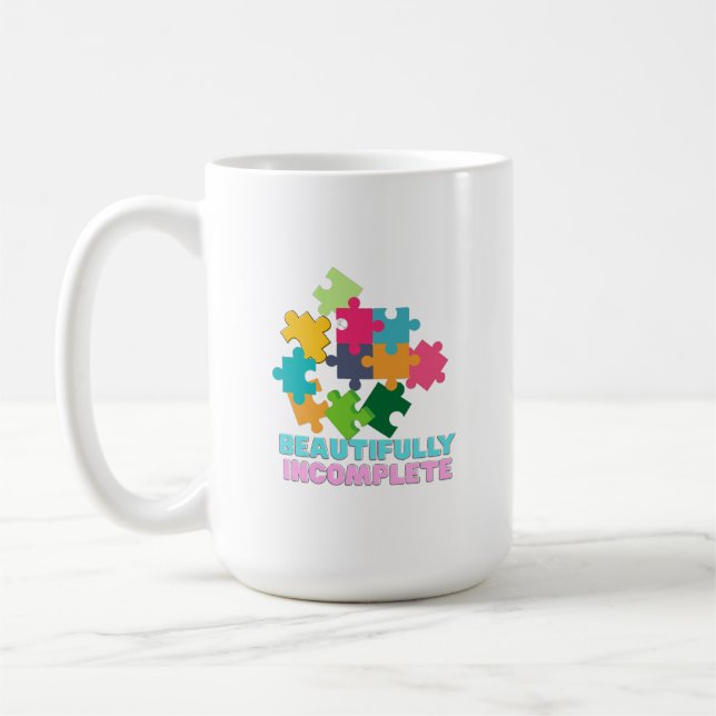 Taza De Café Pieza de Rompecabezas Colorida Hermosamente Incomp (Izquierda)