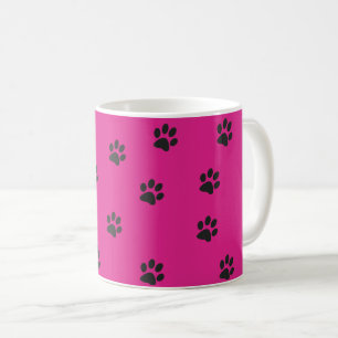 Taza De Café Piezas de gato negro rosado