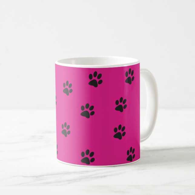 Taza De Café Piezas de gato negro rosado (Anverso derecho)
