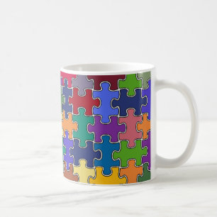 Taza De Café piezas de rompecabezas de colores