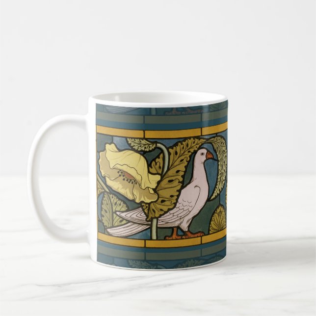 Taza De Café Pigeon Blue Yellow Fish Art Nouveau (Izquierda)