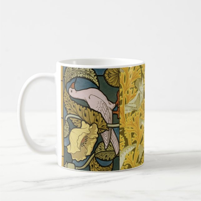 Taza De Café Pigeon Blue Yellow Fish Art Nouveau (Izquierda)