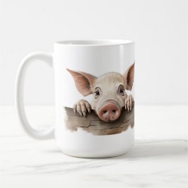 TAZA DE CAFÉ PIGLETA ADORABLE SOBRE LA FENSA