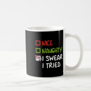 Taza De Café Pijama divertido de Navidad agradable travieso jur