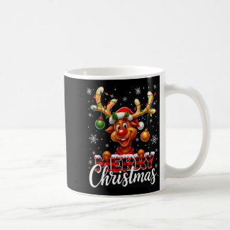 Taza De Café Pijamas de Cuadros de Reno Navideños Camisetas de