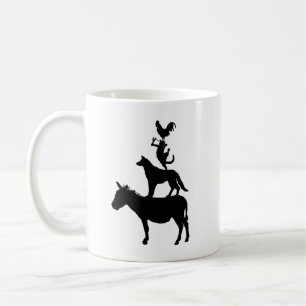 Taza De Café Pila de animales, caballo, perro, gato, gallo