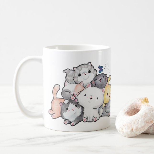 Taza De Café Pila de gatitos (Con donut)