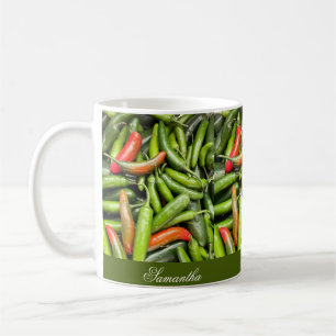 Taza De Café Pila De Pescadores Verdes En Picante