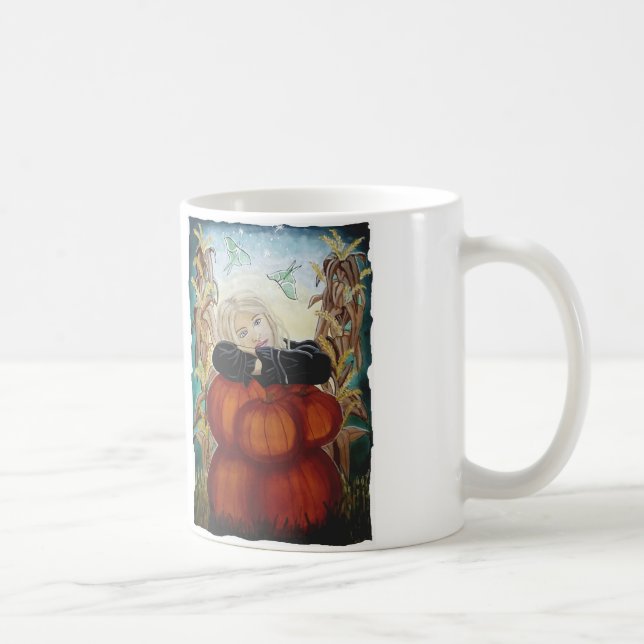Taza De Café Pila de Punkin - calabazas, bruja, luna, Halloween (Derecha)