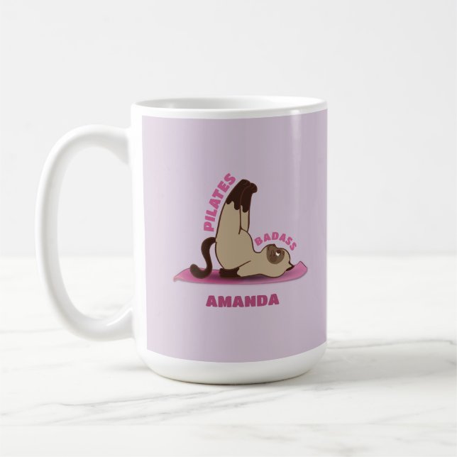 Taza De Café Pilates Badass Workout Kitty Cat Mug (Izquierda)