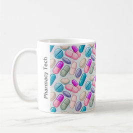 Taza De Café Píldora Gris Púrpura Rosa de Farmacia Personalizad