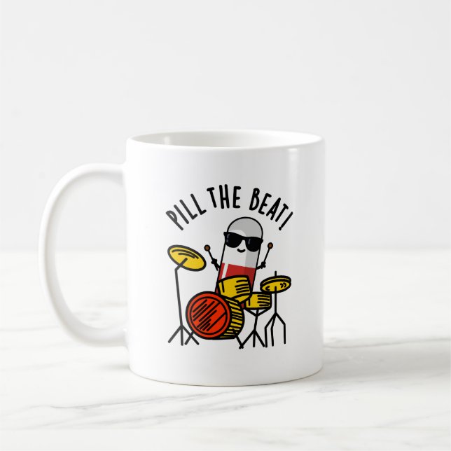 Taza De Café Pill The Beat Funny Medicine Music Pun (Izquierda)