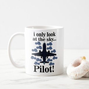 Taza De Café Piloto Avión Solo Miro Al Cielo Piloto