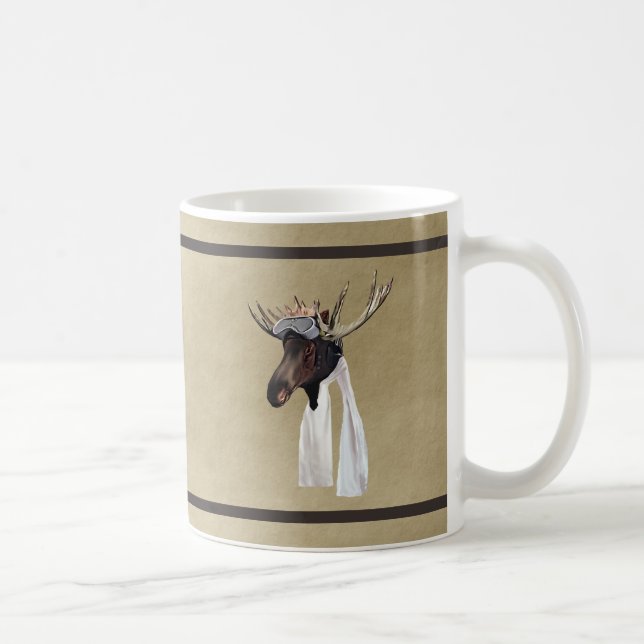 Taza De Café Piloto De Aviación De Moose En Papel Antiguo (Derecha)