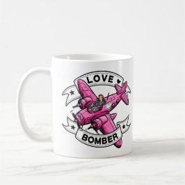 Taza De Café Piloto de Bombardero de Amor Rosa