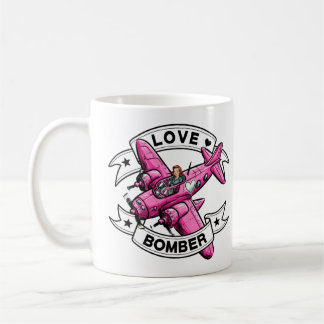 Taza De Café Piloto de Bombardero de Amor Rosa