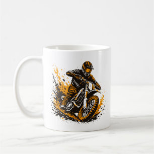 Taza De Café Piloto de Motocross Deslizándose con Potencia a Tr