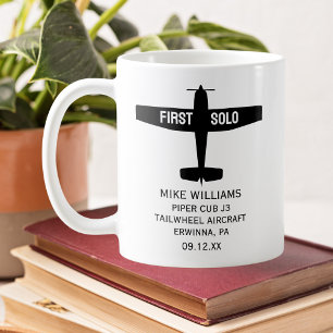 Taza De Café Piloto Estudiante Primer Vuelo Solo Avión Personal