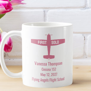 Taza De Café Piloto Estudiante Primer Vuelo Solo Avión Personal