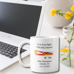 Taza De Café Piloto Estudiante Primer Vuelo Solo Cessna Foto Pe