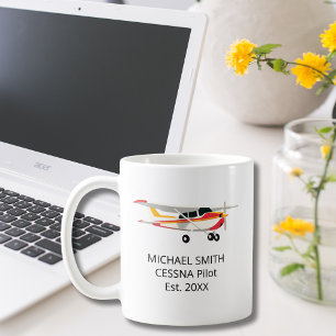Taza De Café Piloto Estudiante Primer Vuelo Solo Cessna Foto Pe