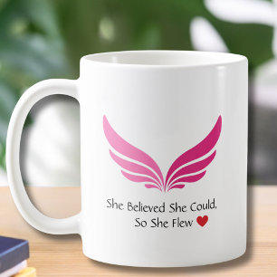 Taza De Café Piloto Mujer Aviadora Alas Rosadas Motivacional Pe