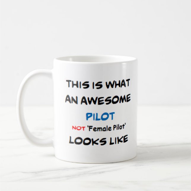 Taza De Café piloto no piloto femenino, impresionante (Izquierda)