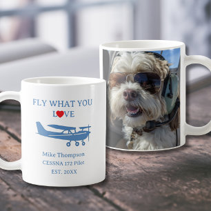 Taza De Café Piloto Vuela Lo Que Amas Foto Azul Personalizado