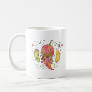 Taza De Café Pimienta de hili acuarela, frijol, Cinco de Mayo