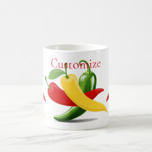 Taza De Café Pimiento de chile verde amarillo rojo Thunder_Cove