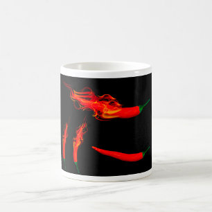 Taza De Café Pimientos Chili en Llamas