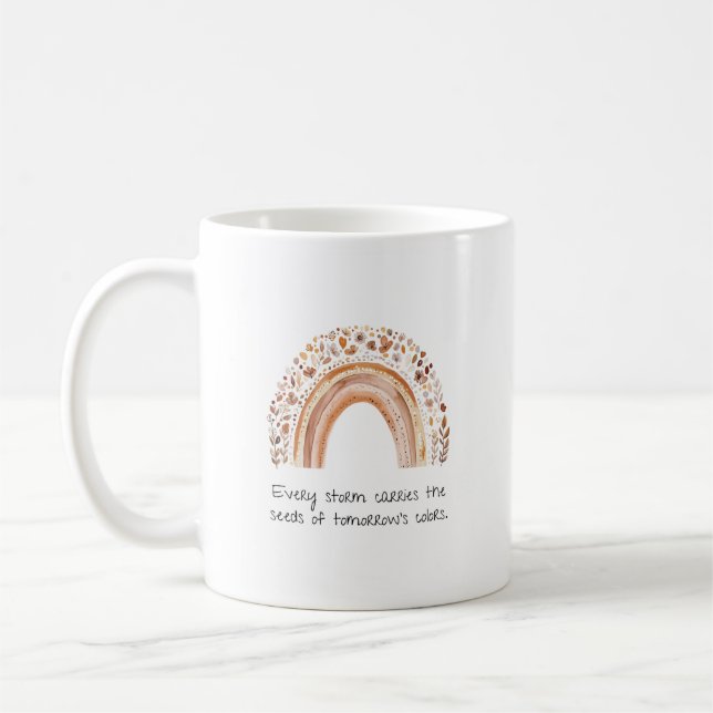 Taza De Café Pin de botón de arcoíris boho (Izquierda)