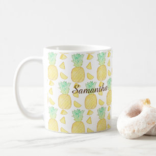 Taza De Café Piña de acuarela tropical