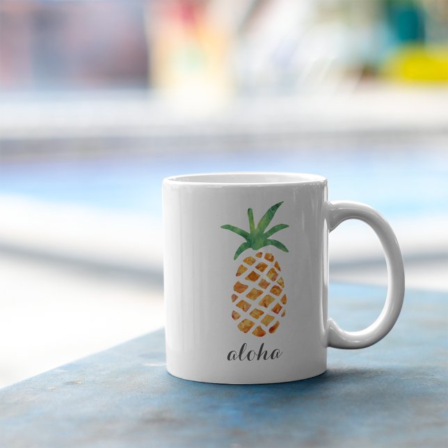Taza De Café Piña de acuarela tropical de Aloha (Subido por el creador)