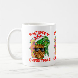 Taza De Café Piña de Santa de las Felices Navidad