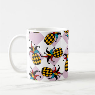 Taza De Café Piña estilizada. Gorra y rhombus Harlequin. Mar