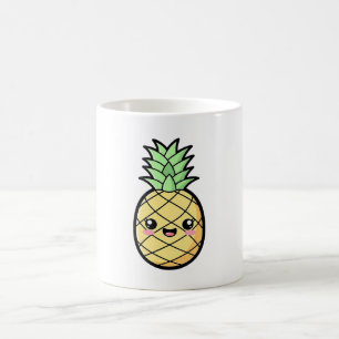 Taza De Café Piña Feliz – Ilustración Kawaii Adorable