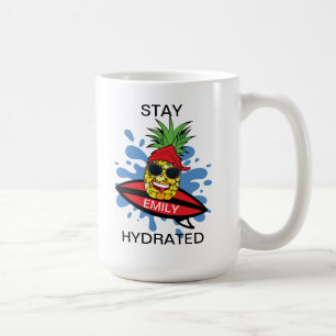 Taza De Café Piña Surfando Divertida