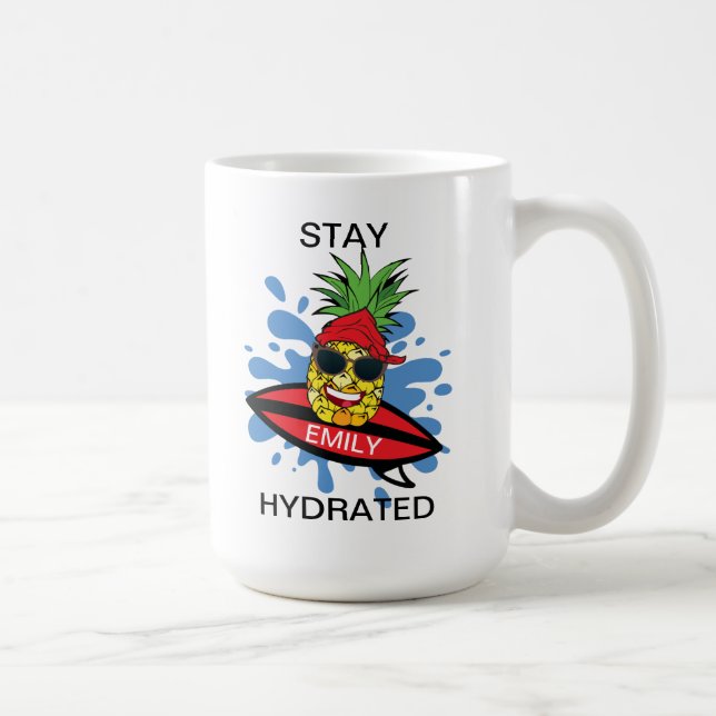 Taza De Café Piña Surfando Divertida (Derecha)