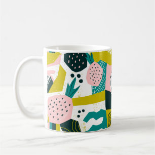 Taza De Café Piñas dibujadas a mano y diversas formas, puntos,