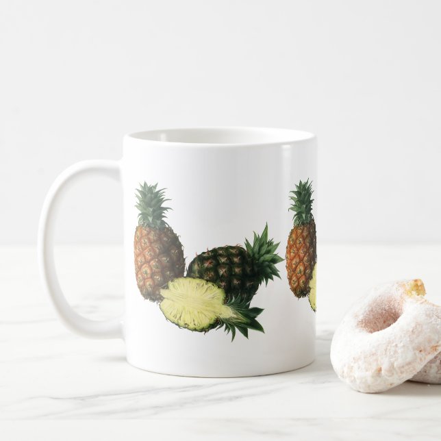 Taza De Café Piñas hawaianas de época, fruta orgánica (Con donut)