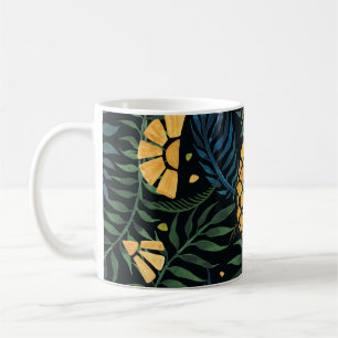 Taza De Café Piñas, hojas de palma: patrón tropical.
