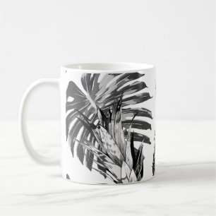 Taza De Café Piñas, hojas de selva tropical. Hermosa costura