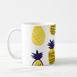 Taza De Café Piñas minimalistas, diseño colorido abstracto.