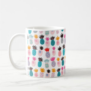 Taza De Café Piñas y hojas abstractas de color minimalista