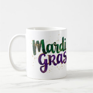 Taza De Café Pincel purpurina Mardi Gras