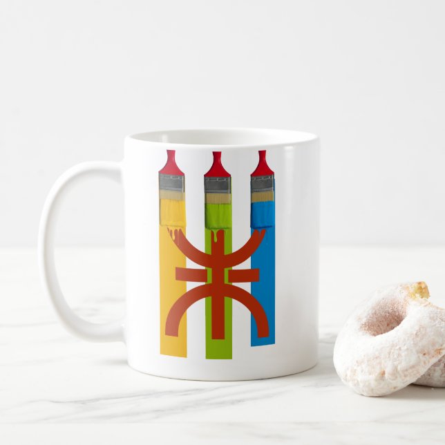 Taza De Café Pincel tinte la bandera amazigh estilo amazigh (Con donut)