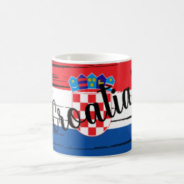 Taza De Café Pincelada Artística Bandera de Croacia 