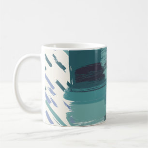 Taza De Café Pinceladas azul turquesa en negrita sobre fondo bl